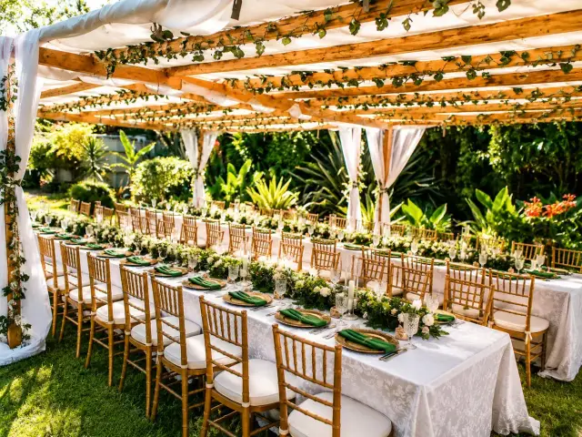 Garden dining pergola set for guests at Acacia Tree Lodge