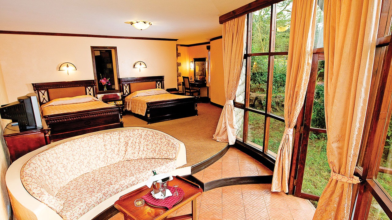 Twin bedded room with garden view at Lake Naivasha Sopa Lodge